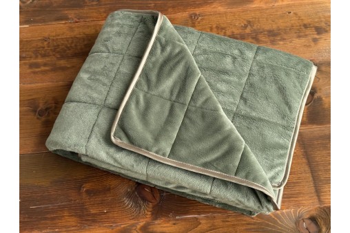 Kołdra sensoryczna koc obciążeniowy Minky oliwka